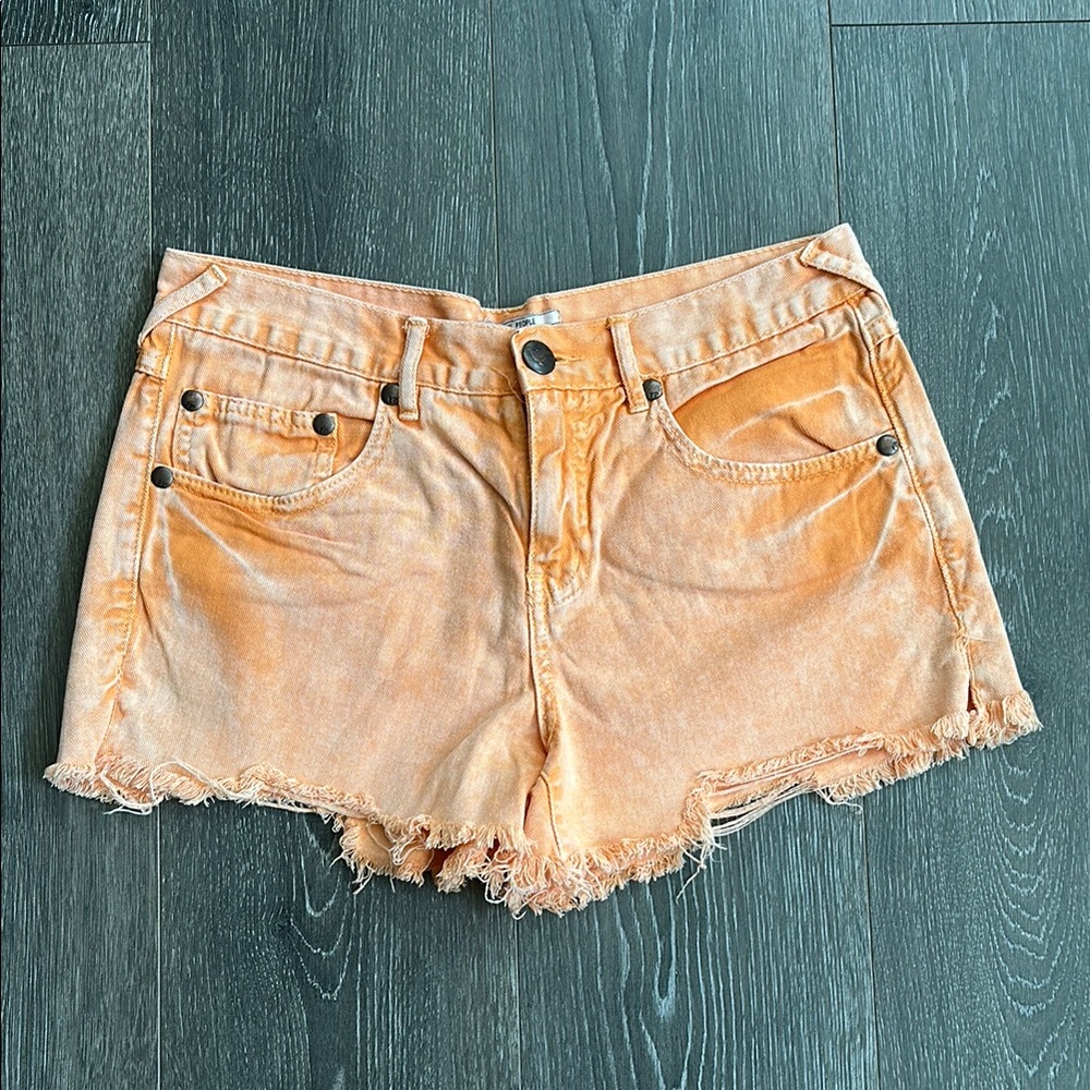 Free People Orange Denim cutoff Shorts